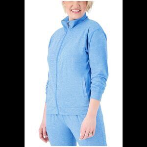 Gymwrap Women's Heathered Knit Zip-Up Jacket w/ Side Pockets Bluebell - Regular